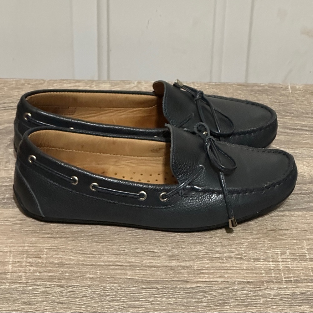 MJNY Marc Joseph Shoes Wm 7 Riverview Navy Grainy Blue Leather‎ Driving Loafers